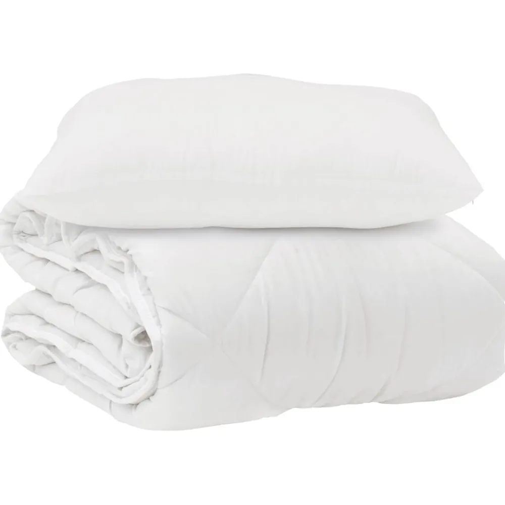 Linge-vidaXL Couette avec oreiller 2 pcs Blanc Microfibre