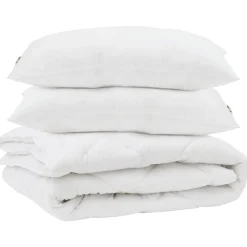 Linge-vidaXL Couette avec oreiller 3 pcs Blanc Microfibre