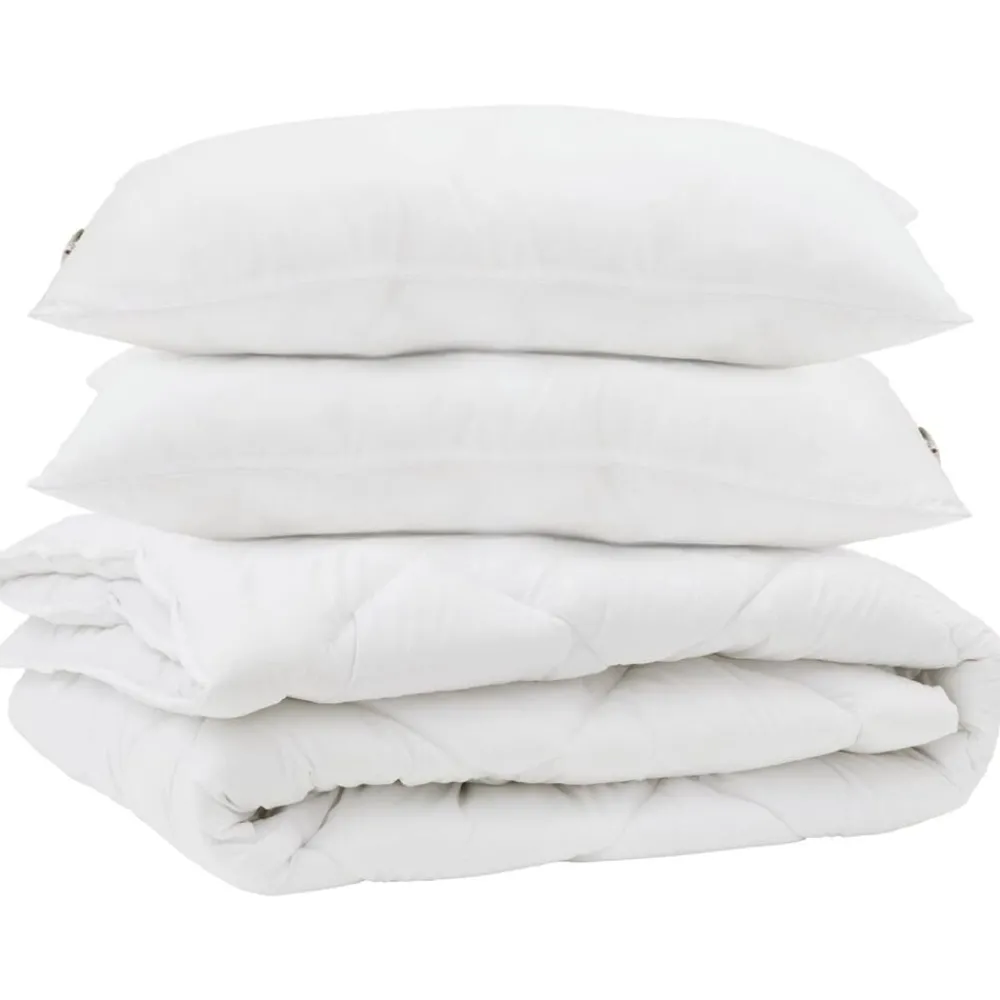 Linge-vidaXL Couette avec oreiller 3 pcs Blanc Microfibre