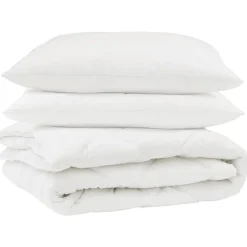 Linge-vidaXL Couette avec oreiller 3 pcs Blanc Microfibre