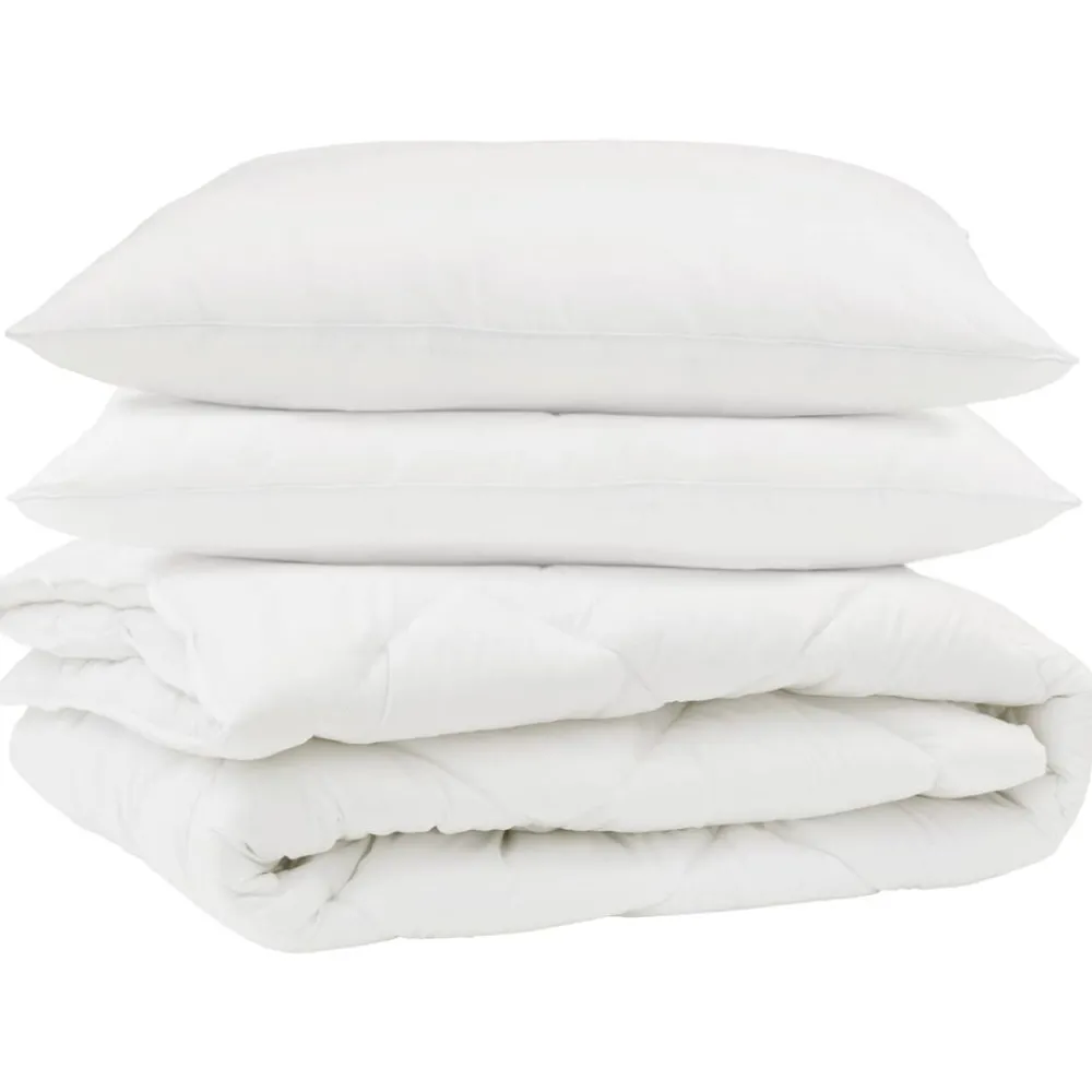 vidaXL Couette avec oreiller 3 pcs Blanc Microfibre