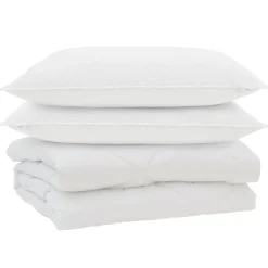 vidaXL Couette avec oreiller 3 pcs Blanc Microfibre