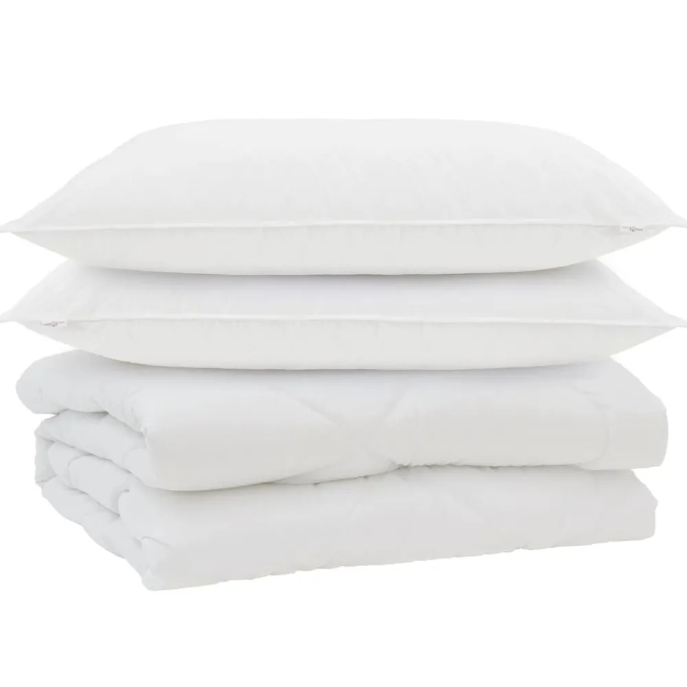 vidaXL Couette avec oreiller 3 pcs Blanc Microfibre
