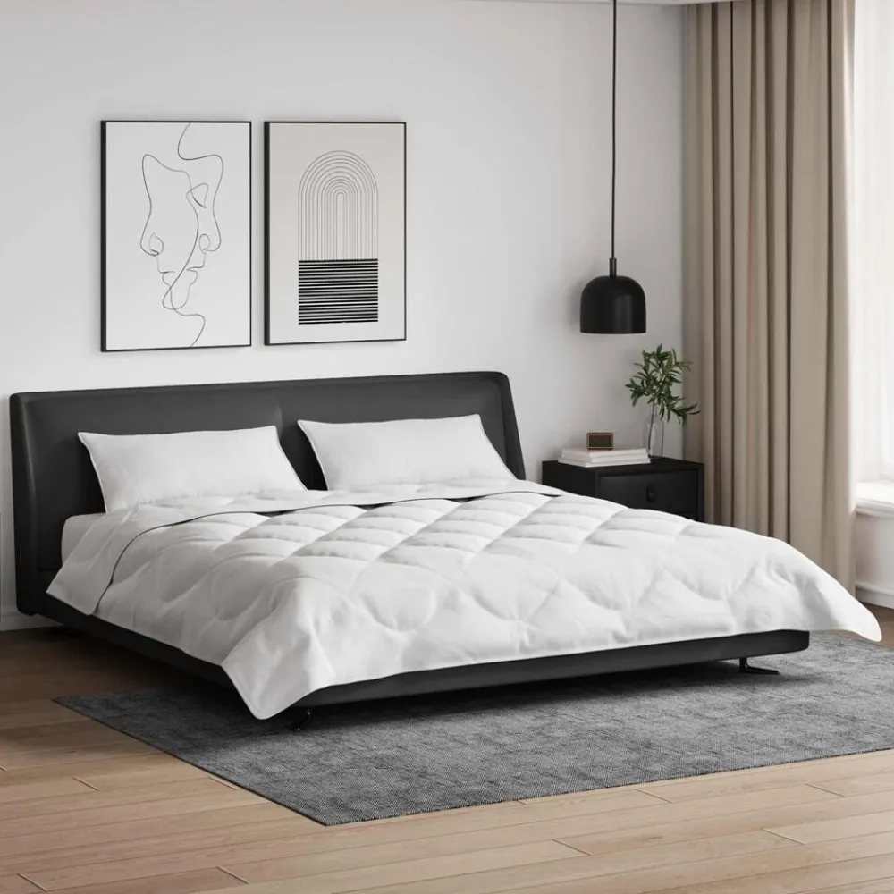 vidaXL Couette avec oreiller 3 pcs Blanc Microfibre