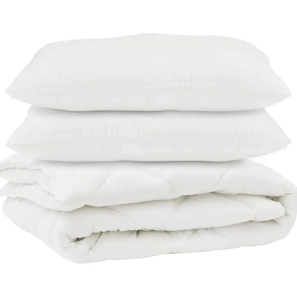 Linge-vidaXL Couette avec oreiller 3 pcs Blanc Microfibre