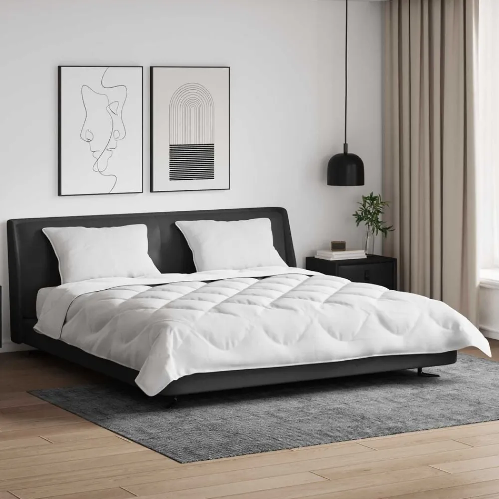 Linge-vidaXL Couette avec oreiller 3 pcs Blanc Microfibre