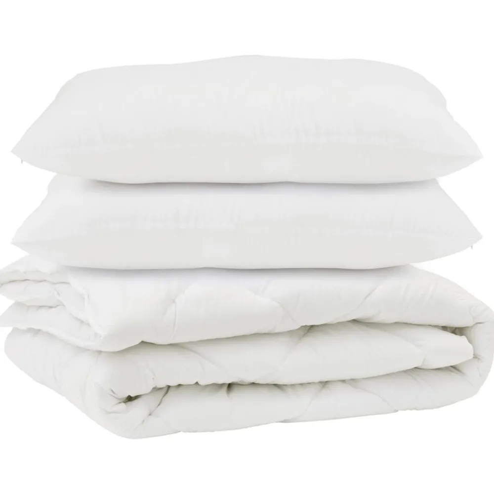 Linge-vidaXL Couette avec oreiller 3 pcs Blanc Microfibre