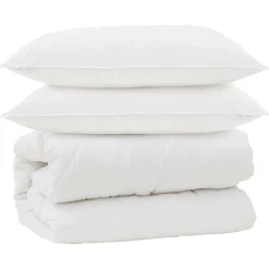 Linge-vidaXL Couette avec Oreillers avec oreiller 3 pcs Blanc Microfibre