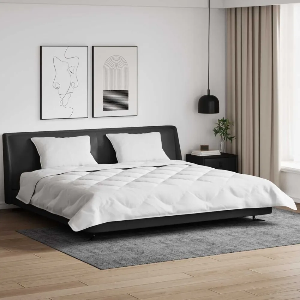 vidaXL Couette avec Oreillers 3 pcs Blanc Microfibre et Plumes D'oie