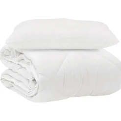 Linge-vidaXL Couette avec oreiller 2 pcs Blanc Microfibre