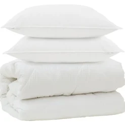 vidaXL Couette avec Oreillers avec oreiller 3 pcs Blanc Microfibre