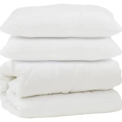 Linge-vidaXL Couette avec oreiller 3 pcs Blanc Microfibre