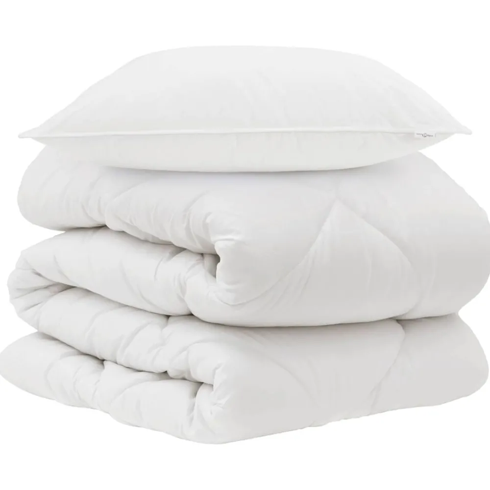 Linge-vidaXL Couette avec oreiller 2 pcs Blanc Microfibre