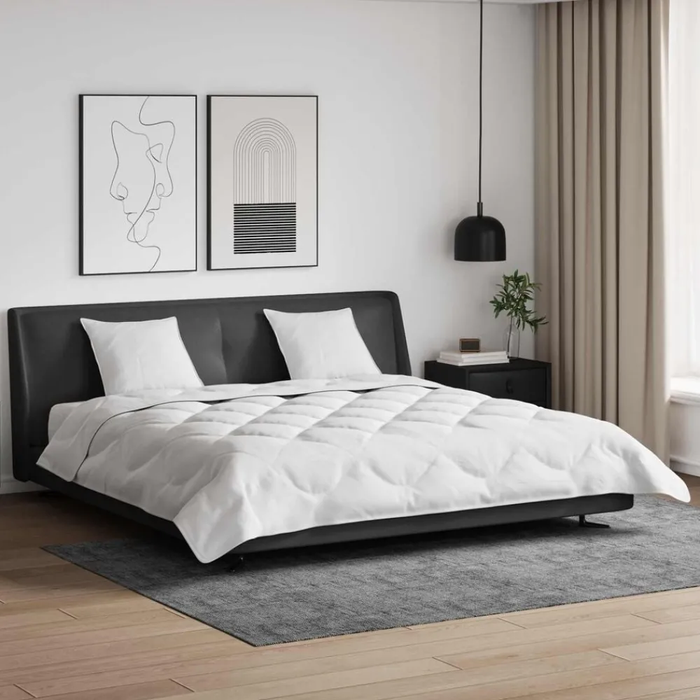 vidaXL Couette avec oreiller 3 pcs Blanc Microfibre