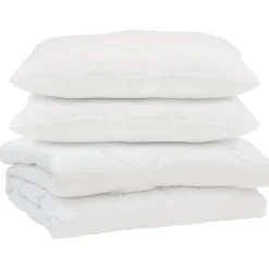 vidaXL Couette avec oreiller 3 pcs Blanc Microfibre