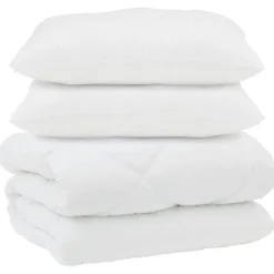 vidaXL Couette avec Oreillers 3 pcs Blanc Microfibre et Plumes D'oie