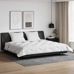 vidaXL Couette avec Oreillers 3 pcs Blanc Microfibre et Plumes D'oie
