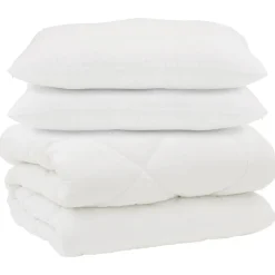 vidaXL Couette avec Oreillers 3 pcs Blanc Microfibre et Plumes D'oie