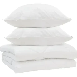 Linge-vidaXL Couette avec oreiller 3 pcs Blanc Microfibre
