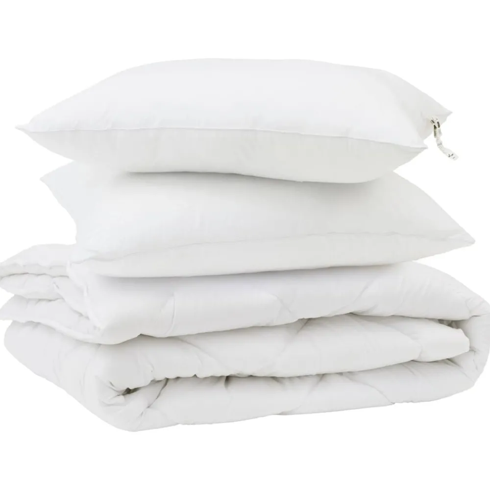 vidaXL Couette avec oreiller 3 pcs Blanc Microfibre