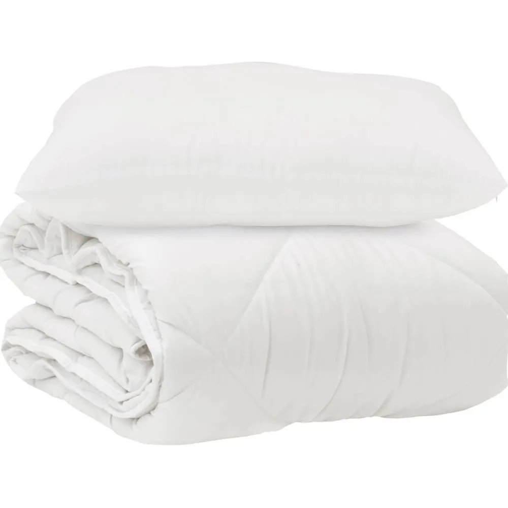 Linge-vidaXL Couette avec oreiller 2 pcs Blanc Microfibre