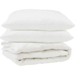 Linge-vidaXL Couette avec oreiller 3 pcs Blanc Microfibre