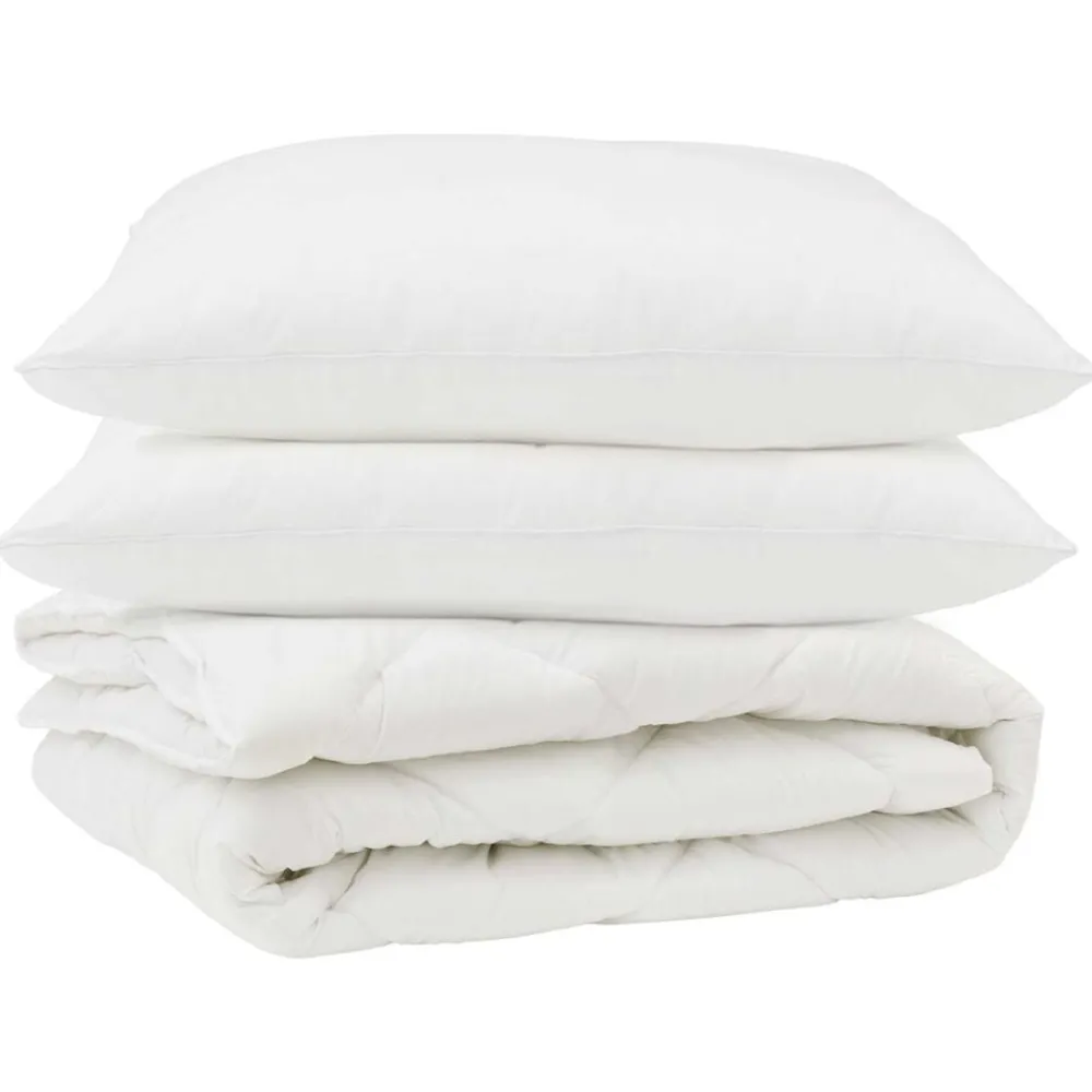 Linge-vidaXL Couette avec oreiller 3 pcs Blanc Microfibre