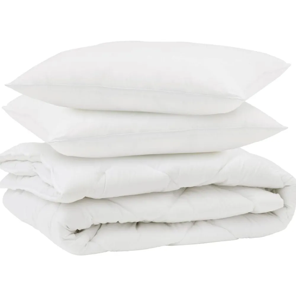 vidaXL Couette avec oreiller 3 pcs Blanc Microfibre