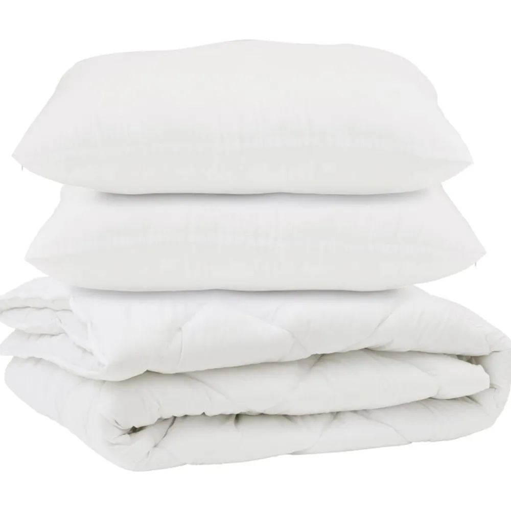 Linge-vidaXL Couette avec oreiller 3 pcs Blanc Microfibre