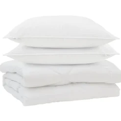 vidaXL Couette avec oreiller 3 pcs Blanc Microfibre