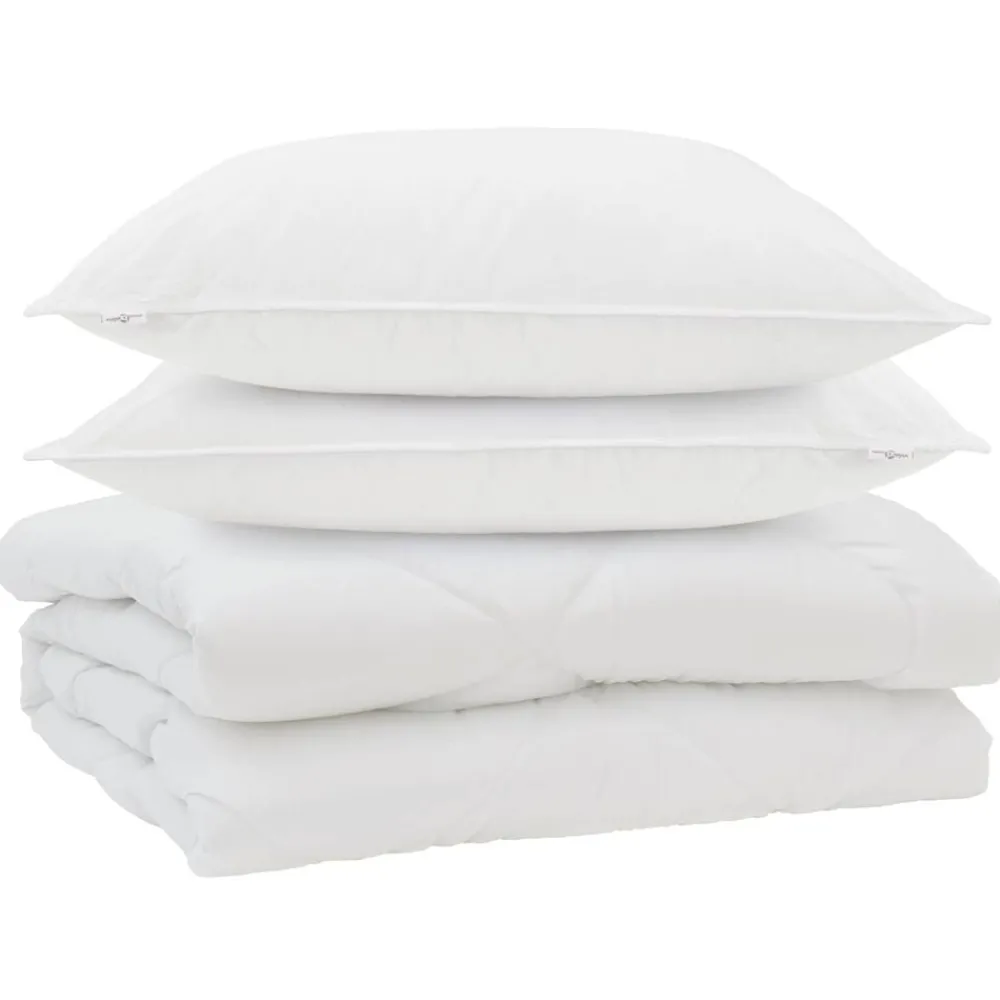 vidaXL Couette avec oreiller 3 pcs Blanc Microfibre