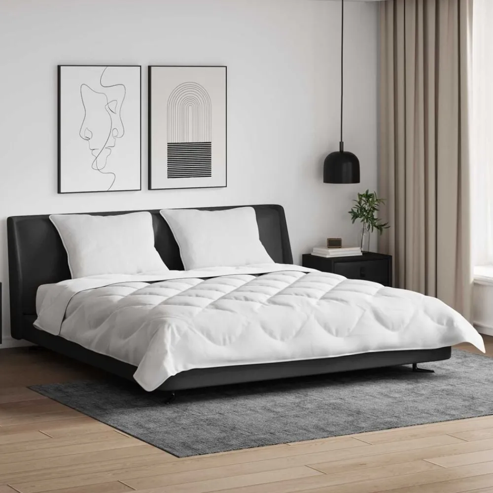 Linge-vidaXL Couette avec oreiller 3 pcs Blanc Microfibre