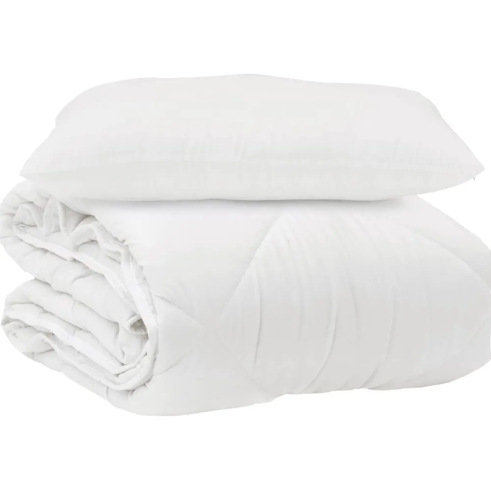 Linge-vidaXL Couette avec oreiller 2 pcs Blanc Microfibre