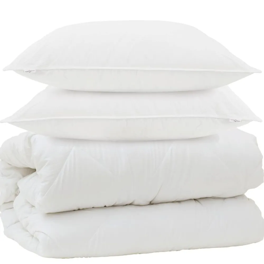 vidaXL Couette avec Oreillers avec oreiller 3 pcs Blanc Microfibre