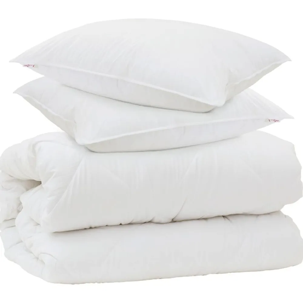 Linge-vidaXL Couette avec Oreillers avec oreiller 3 pcs Blanc Microfibre