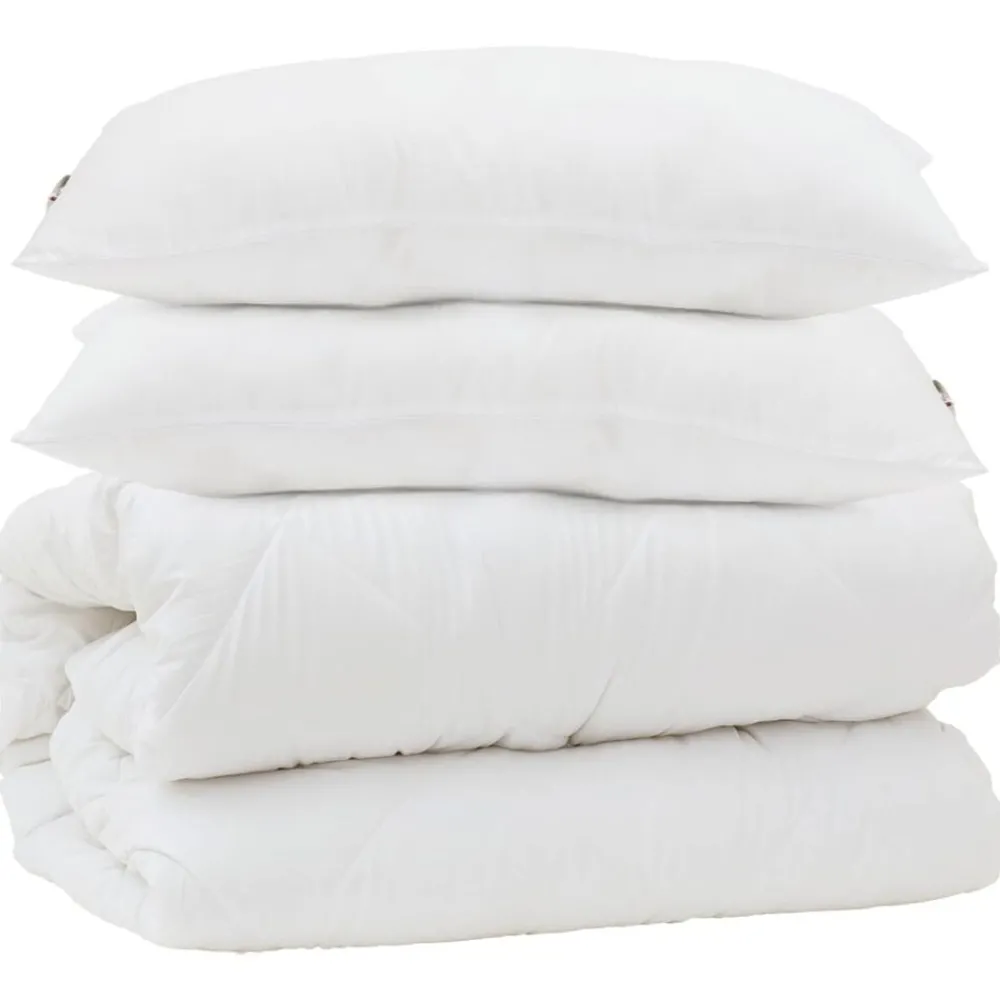 Linge-vidaXL Couette avec oreiller 3 pcs Blanc Microfibre