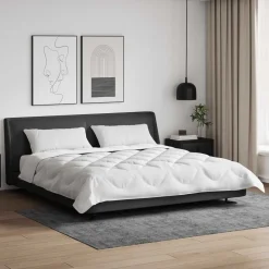 Linge-vidaXL Couette avec oreiller 3 pcs Blanc Microfibre