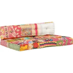 Décorations-vidaXL Coussin de canapé palette Multicolore Tissu Patchwork
