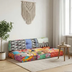 Décorations-vidaXL Coussin de canapé palette Multicolore Tissu Patchwork