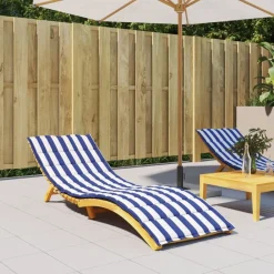 Décorations-vidaXL Coussin de chaise longue rayures bleues/blanches tissu oxford Bleu et blanc