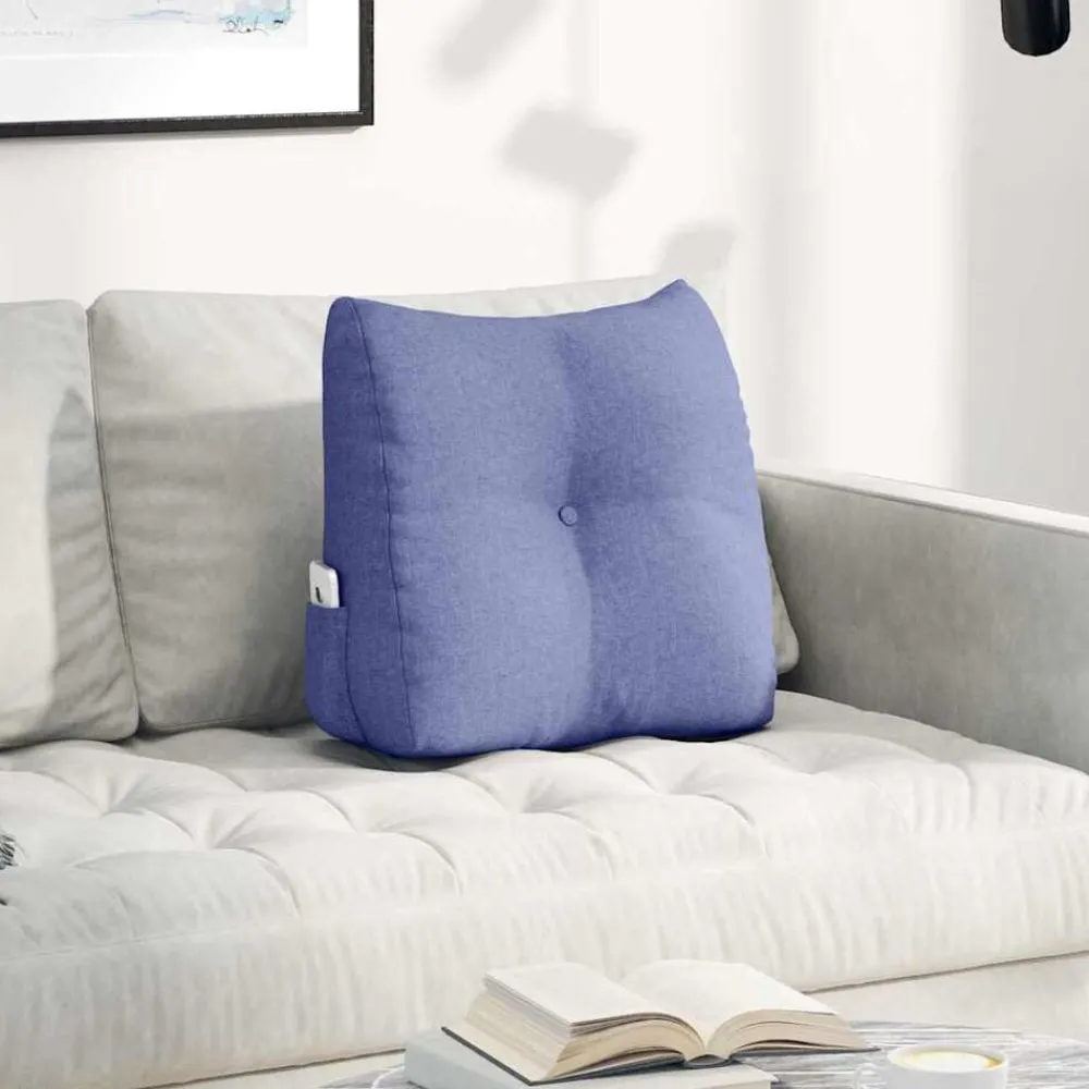 vidaXL Coussin de Dos Bleu denim 45 x 24 x 50 cm tissu