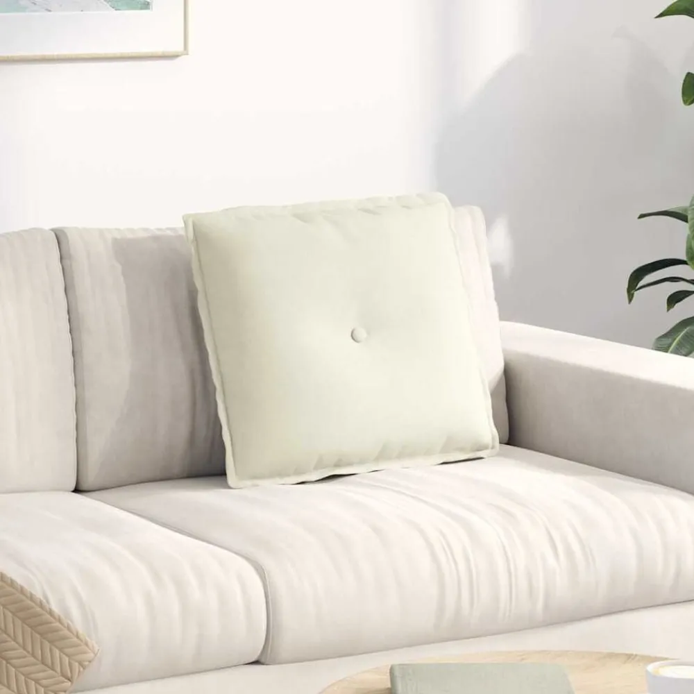 Décorations-vidaXL Coussin de Dos Crème 50 x 45 cm Tissu en velours côtelé Crème