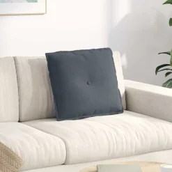 Décorations-vidaXL Coussin de Dos 50 x 45 cm Tissu en velours côtelé Gris foncé