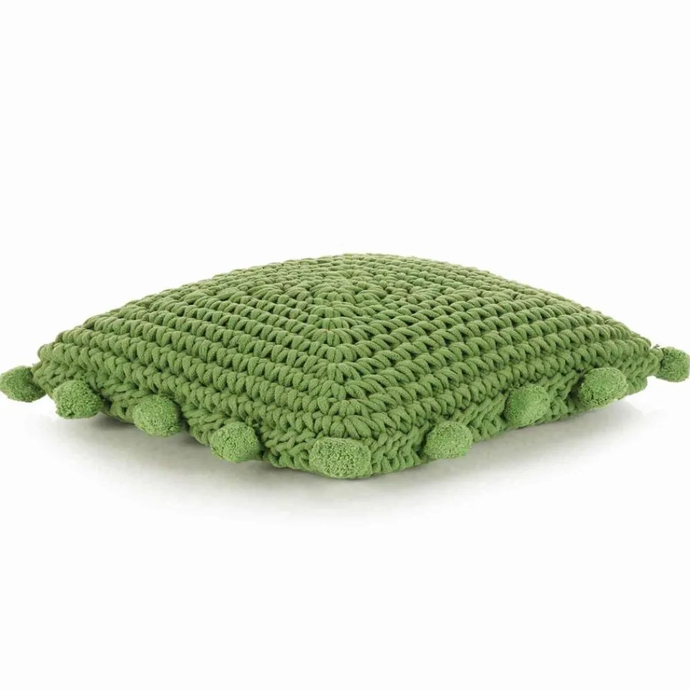 vidaXL Coussin de jeté Basketweave avec oreiller Vert 50 x 50 cm Coton