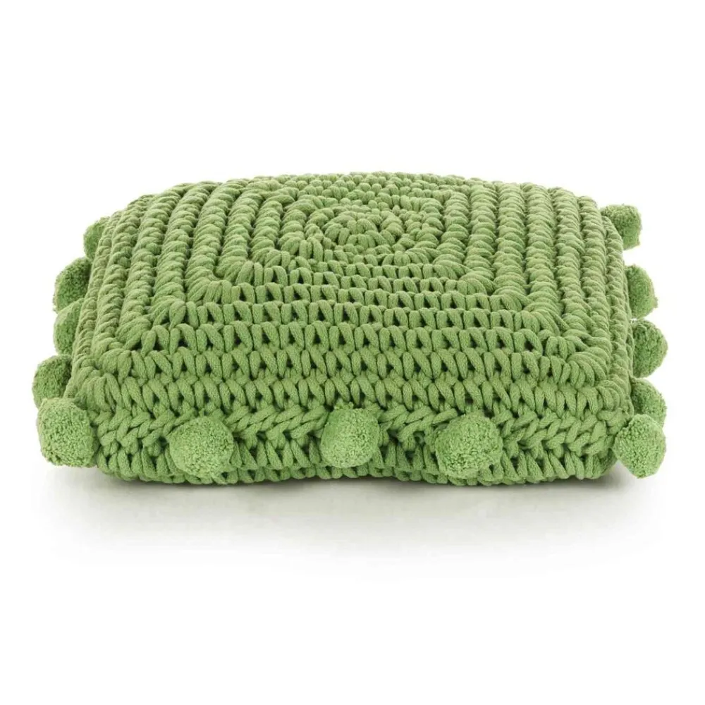 vidaXL Coussin de jeté Basketweave avec oreiller Vert 50 x 50 cm Coton