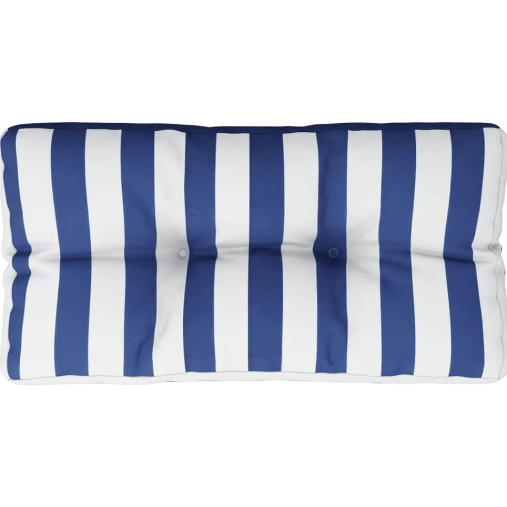 vidaXL Coussin de palette rayures bleues et blanches 70x40x12 cm tissu