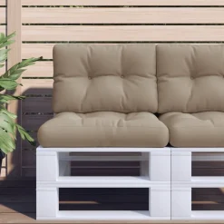 Décorations-vidaXL Coussin de palette 50x40x12 cm tissu Taupe