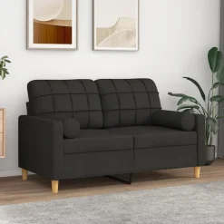 Décorations-vidaXL Coussins décoratifs lot de 2 Ø15x50 cm Tissu Noir