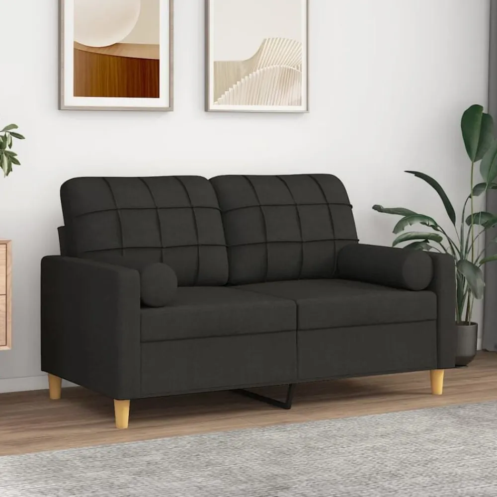 Décorations-vidaXL Coussins décoratifs lot de 2 Ø15x50 cm Tissu Noir