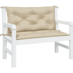 Décorations-vidaXL Coussins de banc jardin lot de 2 100x50x7 cm tissu Oxford Beige